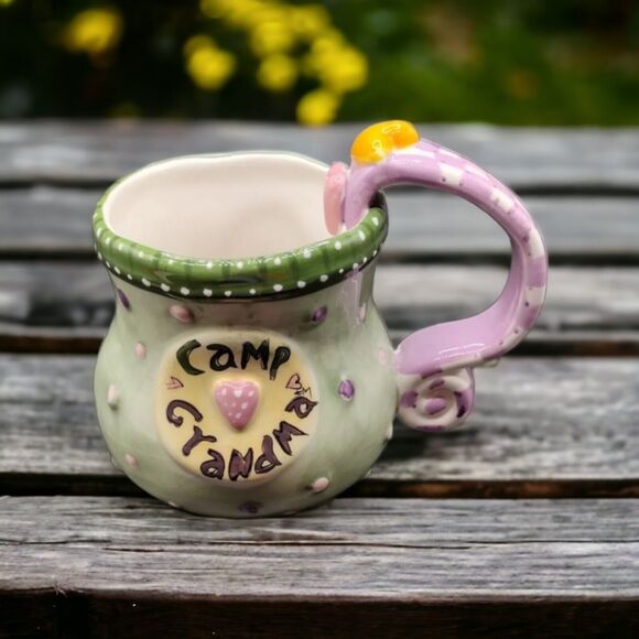 Whimsical “Camp Grandma” Ceramic Mug – Famous Hugs & Cookies – Gift for Grandma - Picture 1 of 8